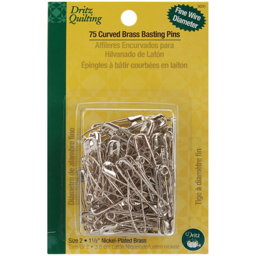 Dritz Quilting Curved Basting Pins 75/Pkg-Nickel-Plated Size 2 - 3031 - 072879030310