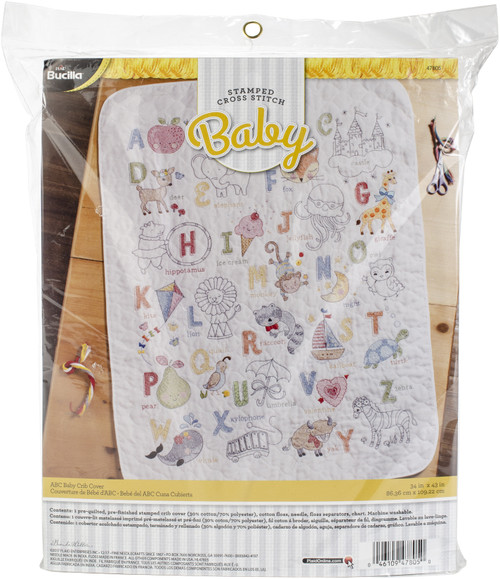 Bucilla Stamped Cross Stitch Crib Cover Kit 34"X43"-ABC Baby - 47805 - 046109478050