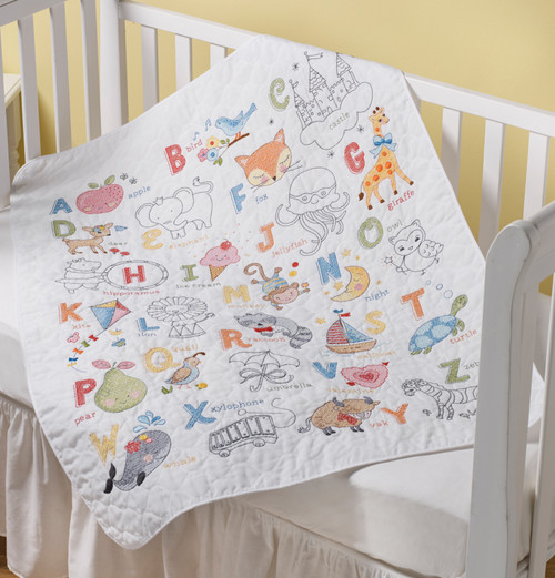 Bucilla Stamped Cross Stitch Crib Cover Kit 34"X43"-ABC Baby - 47805 Bucilla Stamped Cross Stitch Crib Cover Kit 34"X43"-ABC Baby - 47805