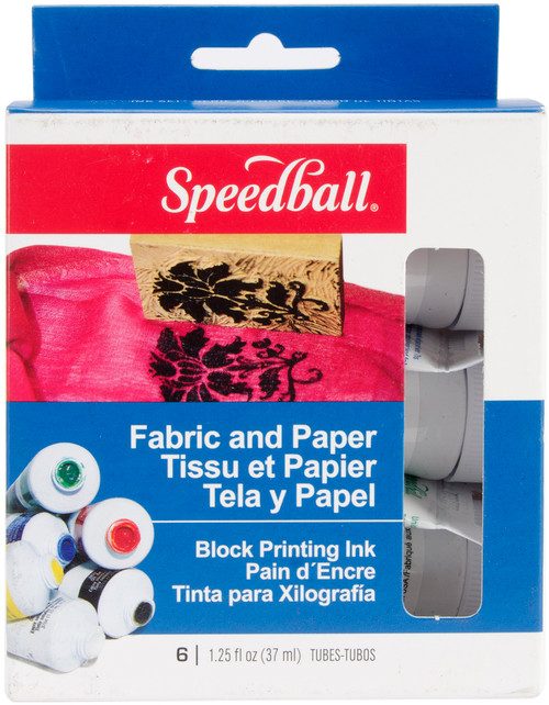 Speedball Block Printing Inks 1.25oz 6/Pkg-Fabric & Paper 3479