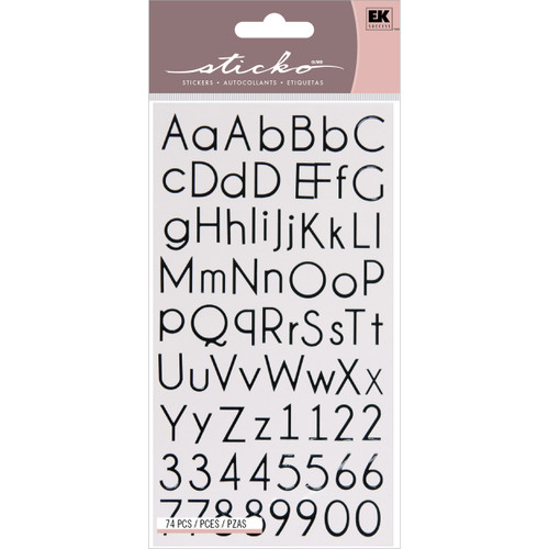 EK Sticko Alphabet Stickers-Thin Upright Black - E5210084 - 015586929218