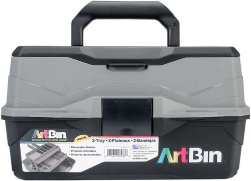 ArtBin Lift Tray Box W/2 Trays & Quick Access Lid Storage-8"X14"X7.5", Black & Gray - 6892AG - 071617079338