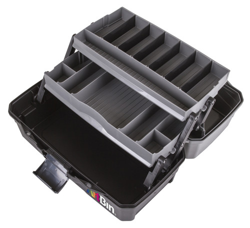 ArtBin Lift Tray Box W/2 Trays & Quick Access Lid Storage-8"X14"X7.5", Black & Gray - 6892AG