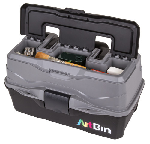 ArtBin Lift Tray Box W/2 Trays & Quick Access Lid Storage-8"X14"X7.5", Black & Gray - 6892AG ArtBin Lift Tray Box W/2 Trays & Quick Access Lid Storage-8"X14"X7.5", Black & Gray - 6892AG