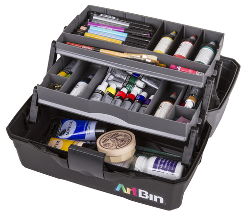 ArtBin Lift Tray Box W/2 Trays & Quick Access Lid Storage-8"X14"X7.5", Black & Gray - 6892AG ArtBin Lift Tray Box W/2 Trays & Quick Access Lid Storage-8"X14"X7.5", Black & Gray - 6892AG