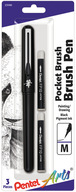 Pocket Brush Pen W/2 Refills-Black - GFKP3BPA - 072512235904