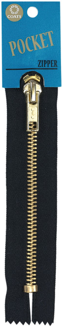 Coats Fashion Pocket/Brass Teeth Zipper 5"-Black - F63 5-2 - 073650821493