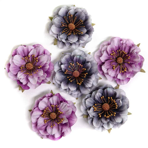 Prima Paper Flowers 6/Pkg-Moonlit Petals, Bewitched - 5A00372F-1H82B