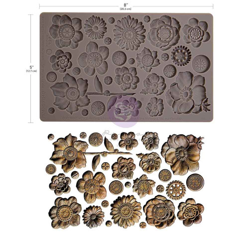 Finnabair Decor Moulds 5"x8"x8mm-Rusty Flowers - 5A00371N-1H82D
