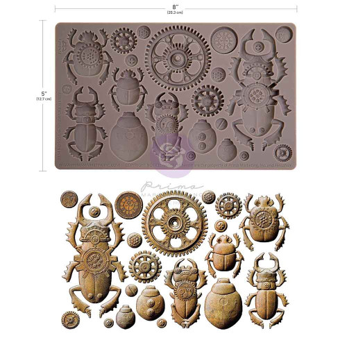 Finnabair Decor Moulds 5"x8"x8mm-Steampunk Beetles - 5A00371X-1H82K