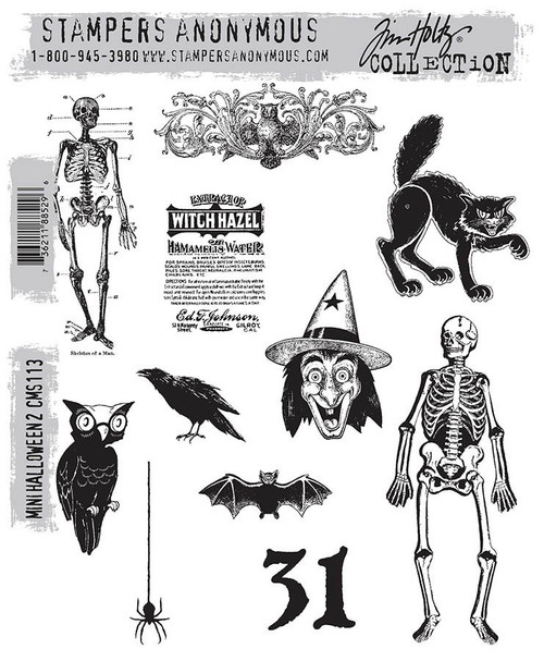 Tim Holtz Cling Stamps 7"X8.5"-Mini Halloween #2 - CMS113 - 736211885296