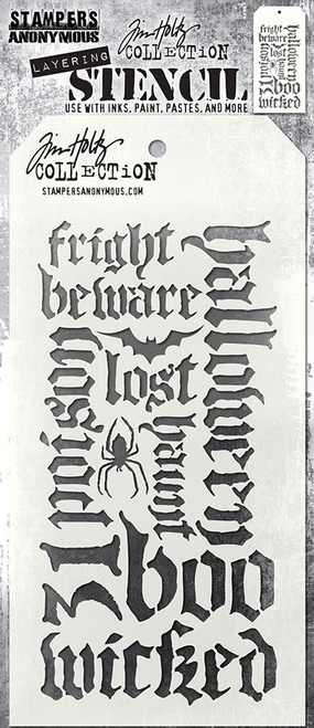 Tim Holtz Layered Stencil 4.125"X8.5"-Halloween Script - THS063 - 653341053619