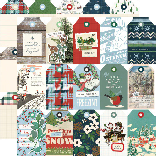 25 Pack - Simple Vintage Flannel Season Double-Sided Cardstock 12"X12"-Tag Elements - 5A0034X7-1H6FR - 810191520085