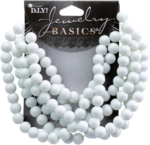 3 Pack - CousinDIY Jewelry Basics Glass Beads 8mm 130/Pkg-White Opaque Round - 34713030 - 016321051065