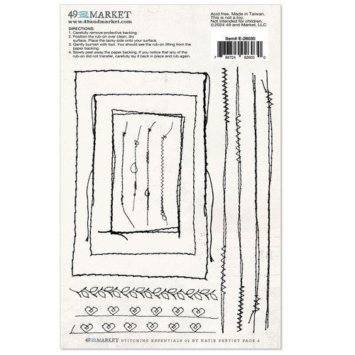 49 And Market Essentials Rub-On Transfer Set-#02 Stitching - E26030