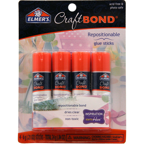 3 Pack - Elmer's CraftBond(R) Repositionable Glue Sticks 4/Pkg-.21oz - E4020 - 026000040204