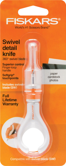 2 Pack - Fiskars Fingertip Swivel Knife-Orange/White - 3314 - 020335056794