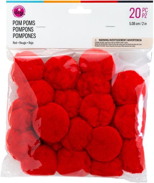 3 Pack - CousinDIY Pom-Poms 2" 20/Pkg-Red - 5A002XR5-1GYJH - 191648181302