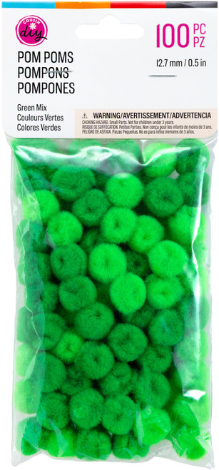 6 Pack - CousinDIY Pom-Pom 0.5" 100/Pkg-Green Mix - 5A002XT2-1GYJ8 - 191648181111