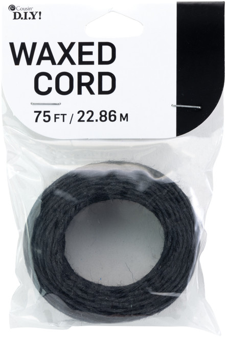 2 Pack - Cousin DIY Cotton Waxed Cord 75ft.-Black - 5A002GLV-1GJ52 - 016321565142