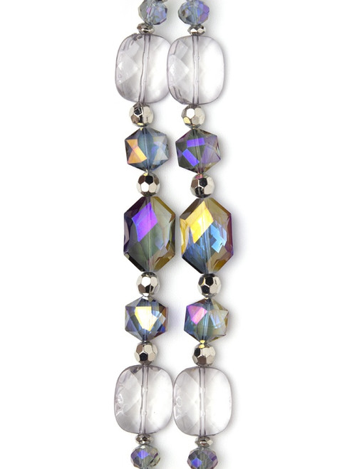 2 Pack - CousinDIY Glass Strand 13.4in/34cm-Purple Mixed Silver - 5A002GLZ-1GJ4V