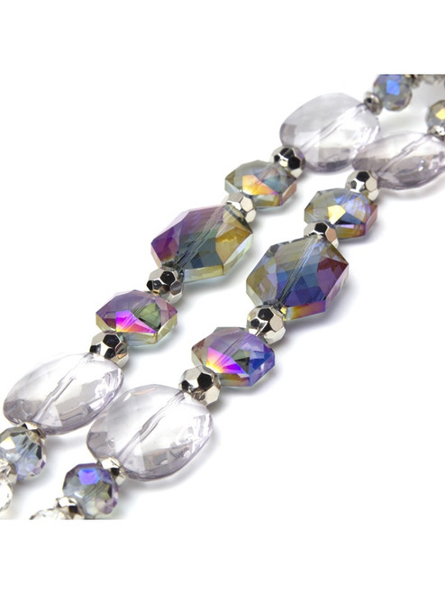 2 Pack - CousinDIY Glass Strand 13.4in/34cm-Purple Mixed Silver - 5A002GLZ-1GJ4V