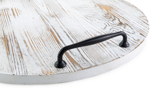 2 Pack - Cousin DIY Round Wood Tray With Metal Handles 18"-White Wash - 5A002GM0-1GJ4P