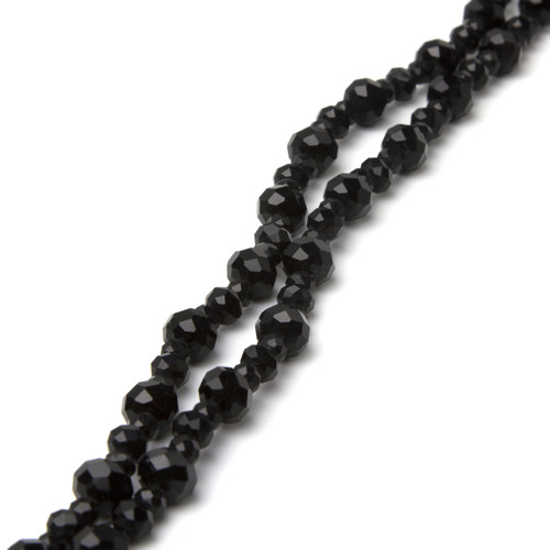 2 Pack - CousinDIY Glass Strand Faceted Rondell 16in/40.6cm-Black - 5A002GLQ-1GJ5T