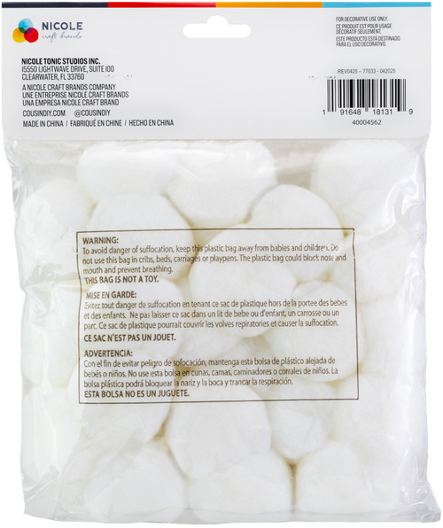 3 Pack - CousinDIY Pom-Poms 2" 20/Pkg-White - 5A002XWV-1GYJB