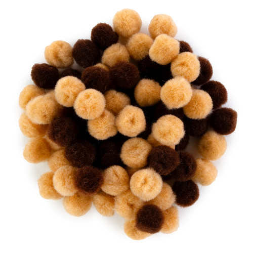 6 Pack - CousinDIY Pom-Pom 0.5" 100/Pkg-Brown Mix - 5A002XSS-1GYKX