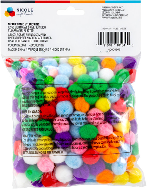 3 Pack - CousinDIY Pom-Poms Multi-Size 300/Pkg-Primary - 5A002XWX-1GYKZ