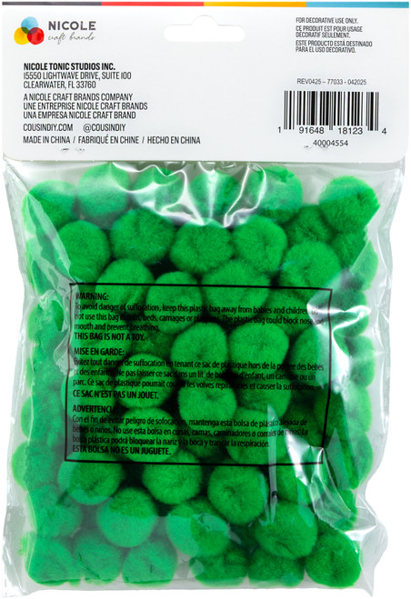 6 Pack - CousinDIY Pom-Pom 1" 80/Pkg-Green - 5A002XT1-1GYMW