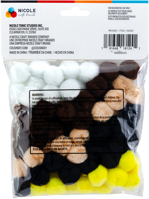 CousinDIY Pom-Poms 1" 80/Pkg-Animal Mix - 5A002XSJ-1GYNJ CousinDIY Pom-Poms 1" 80/Pkg-Animal Mix - 5A002XSJ-1GYNJ