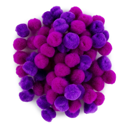 CousinDIY Pom-Pom 0.5" 100/Pkg-Purple Mix - 5A002XWM-1GYPM