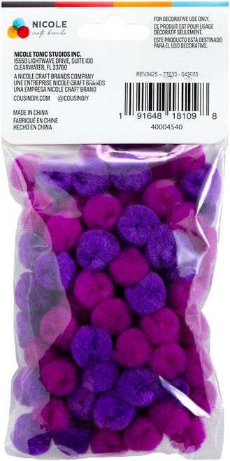 6 Pack - CousinDIY Pom-Pom 0.5" 100/Pkg-Purple Mix - 5A002XWM-1GYPM