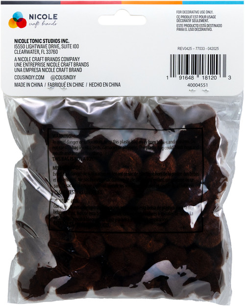 6 Pack - CousinDIY Pom-Pom 1" 80/Pkg-Brown - 5A002XW1-1GYJW