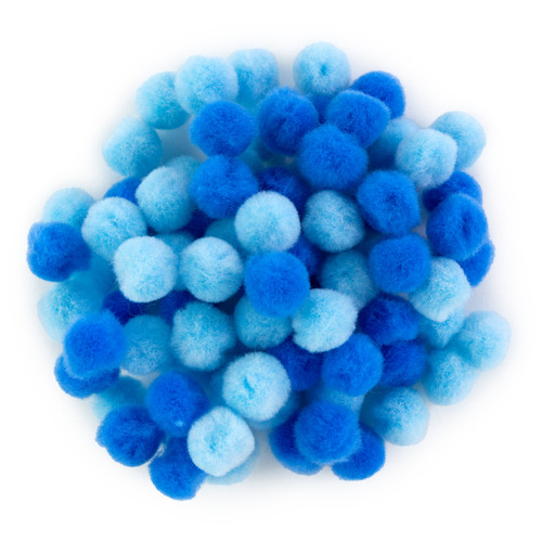 CousinDIY Pom-Pom 0.5" 100/Pkg-Blue Mix - 5A002XTG-1GYPV