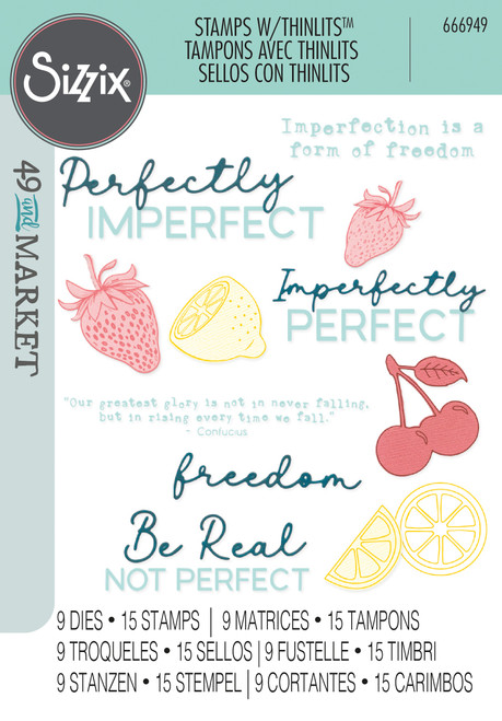 Sizzix Thinlits Die & A5 Stamp Set By 49 & Market-Perfectly Imperfect - 5A0034BM-1H615 - 630454292432