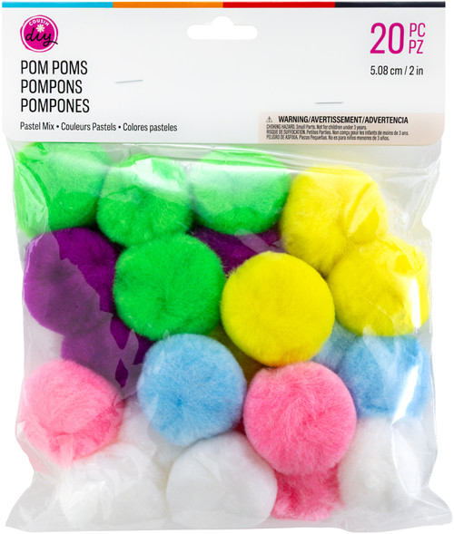 CousinDIY Pom-Poms 2" 20/Pkg-Pastel Mix - 5A002XV6-1GYL9 - 191648181296
