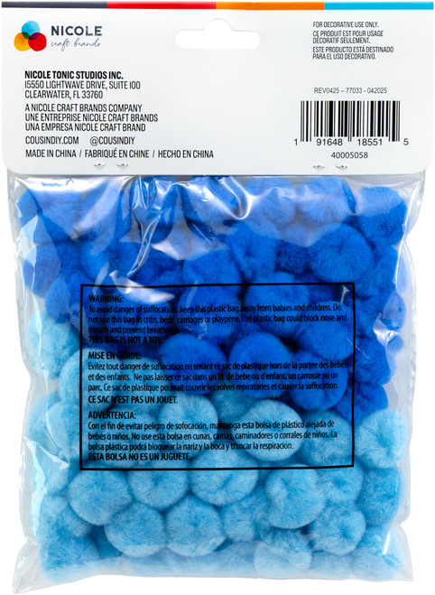 CousinDIY Pom-Poms 1" 80/Pkg-Blue Mix - 5A002XTT-1GYHX