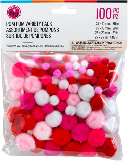 CousinDIY Pom-Poms 100/Pkg-Valentine Day Variety Pack - 5A002XSX-1GYJ0 - 191648185461