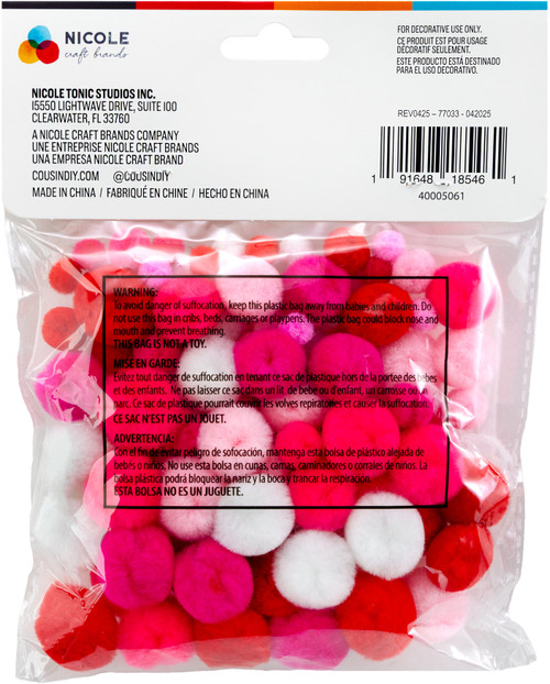 CousinDIY Pom-Poms 100/Pkg-Valentine Day Variety Pack - 5A002XSX-1GYJ0 CousinDIY Pom-Poms 100/Pkg-Valentine Day Variety Pack - 5A002XSX-1GYJ0