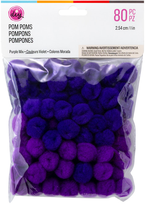CousinDIY Pom-Poms 1" 80/Pkg-Purple Mix - 5A002XWT-1GYMJ - 191648185508