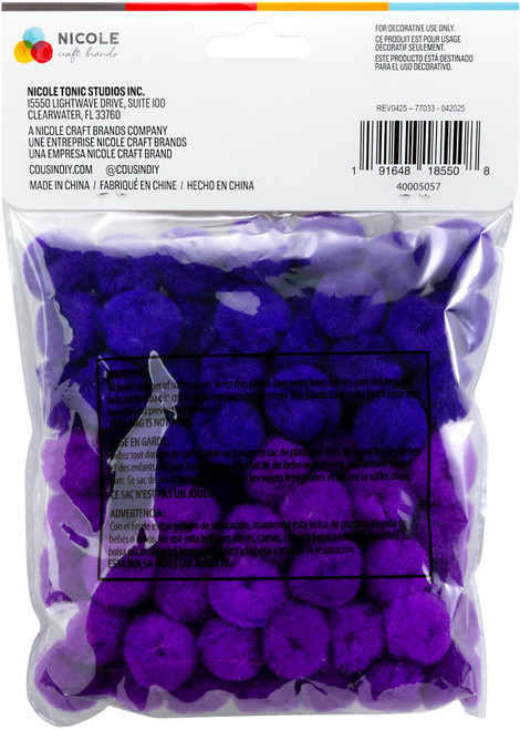 CousinDIY Pom-Poms 1" 80/Pkg-Purple Mix - 5A002XWT-1GYMJ CousinDIY Pom-Poms 1" 80/Pkg-Purple Mix - 5A002XWT-1GYMJ
