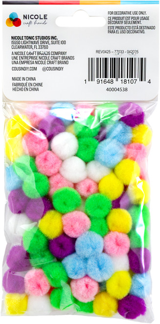CousinDIY Pom-Pom 0.5" 100/Pkg-Pastel Mix - 5A002XTR-1GYM2 CousinDIY Pom-Pom 0.5" 100/Pkg-Pastel Mix - 5A002XTR-1GYM2