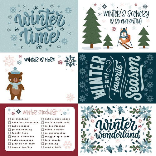 25 Pack - Winter Fun Double-Sided Cardstock 12"X12"- 6x4 Journaling Cards - 5A0033TW-1H5JJ