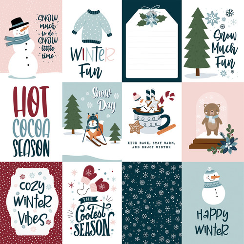 25 Pack - Winter Fun Double-Sided Cardstock 12"X12"- 3x4 Journaling Cards - 5A0033TW-1H5KN