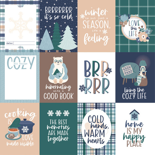25 Pack - Snow Day Double-Sided Cardstock 12"X12"-3X4 Journaling Cards - 5A0033S1-1H5KT