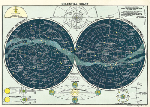 Cavallini Gift Wrap-Celestial Chart - 5A0035PR-1H71J - 9781619926660