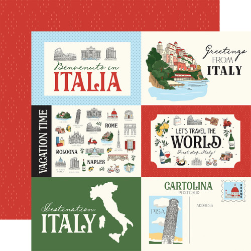 25 Pack - Italy Double-Sided Cardstock 12"X12"-6X4 Journaling Cards - 5A0033WG-1H5L5 - 810192596379